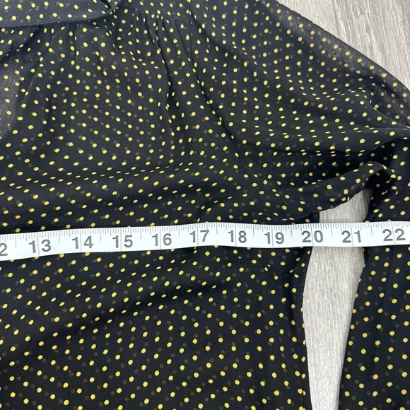 Boden Silk Blouse Size 8 Black Polka Dot Ruffle Collar Sheer Button Up - Picture 9 of 14